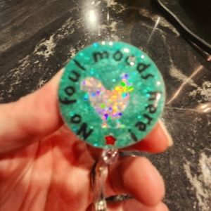 No Foul Moods Here Retracable ID Badge Reel